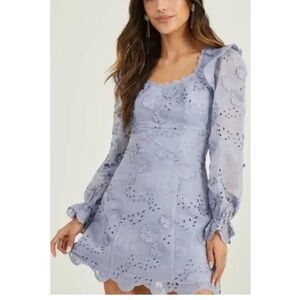 Altar'd State Dusty Blue Lace Mini Dress NWOT size M